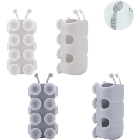 Suihkupään pidikkeet (4 kpl), seinään asennettavat, säädettävä kiinnike - 7,5 x 4 x 3 cm (valkoinen + harmaa)