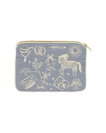 HABIBA Polly Embroidery Mini Clutch Sea, Tøj & Bolig, Makeup- & Toilettasker, Kosmetikpunge