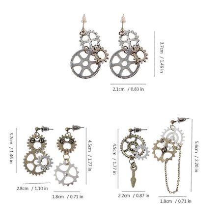 Mode Smykker Dekor Gear Vedhæng Dingle Øreringe Steampunk Antik Lang Krog Ørering Industriel Ørering Gave til Kvinder