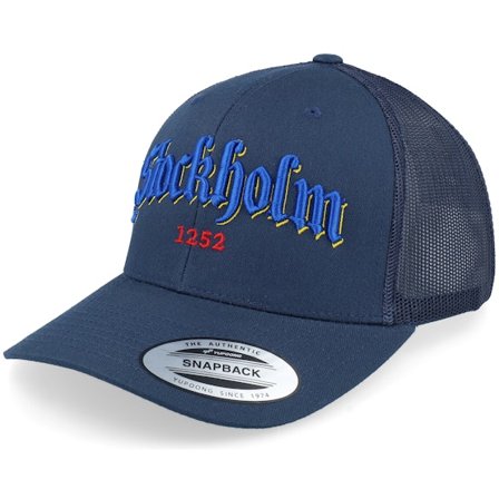 Hatstore - Blå trucker Caps - 3d Stockholm Blue Script Navy Trucker @ Hatstore
