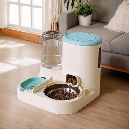 2-i-1 Automatisk Kattmatare och Vattenautomat – Husdjursmatare och Vattendispenser för Katt och Hund