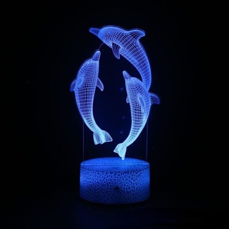 Delfiini 3D Illuusiolamppu Led 16 Väriä Yövalo Makuuhuoneen Koristeeksi Syntymäpäivä Joululahja Kaukosäädin Yövalot