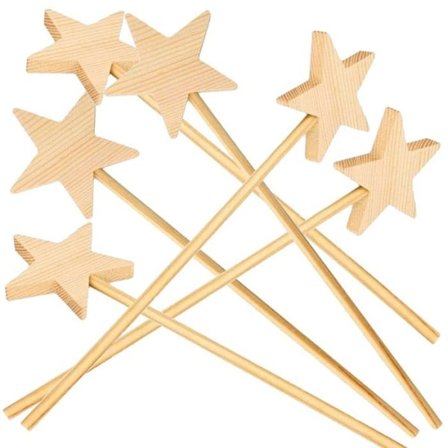 6 trollstavar av trä 23 cm
