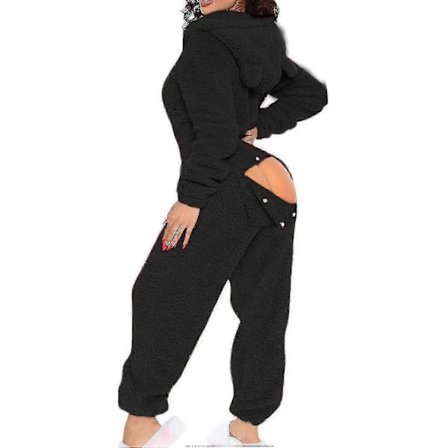 Sexet Voksen Onesie Pyjamas til Kvinder med Bagklap Fleece Hætte One Piece Pyjamas Dame Fluffy Sleepwear-lingling}