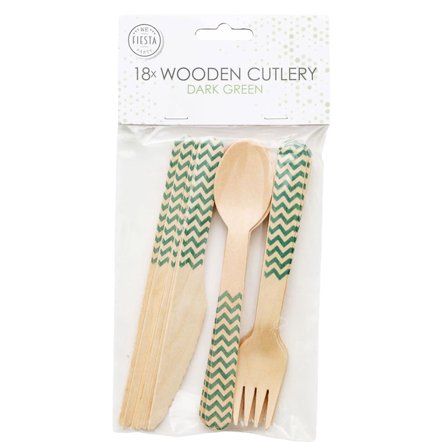 Puiset Kertakäyttölusikat Zigzag Tummanvihreä