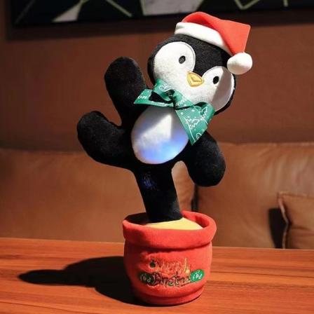 Pingvin kan synge og danse, optage og lære at tale, elektrisk fortryllende blomst solsikke plys legetøj penguin Battery type
