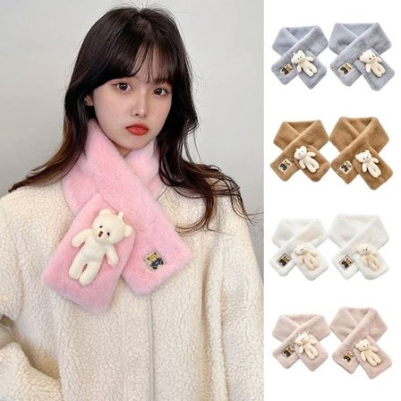 Kvinnor Plysch Scarfs Söt Bear Halsvärmare
