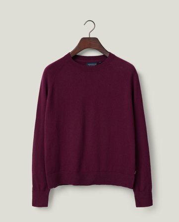 Lexington Raglan-sweater i bomuld/cashmere-blanding, bordeaux