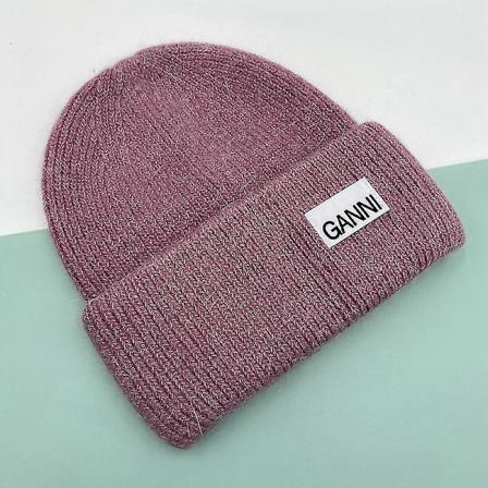 Strikket herre- og damelue Ganni Vinter Varm Mansjettstrikket Stretch Beanie Hat Routing