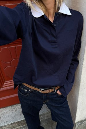 NA-KD Rugbytröja - Långärmade t-shirts - Marinblå - S