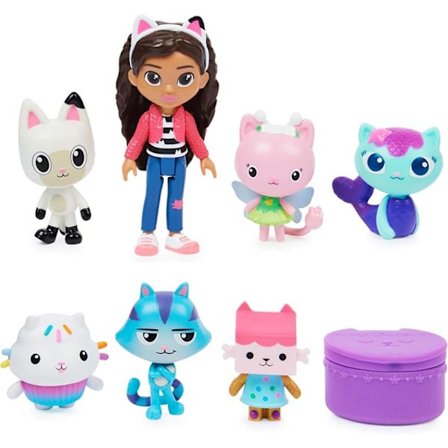 Tilbud! Gabby's Dollhouse, Deluxe Figursett med 7 Leketøysfigurer og Overraskelsestilbehør, Leker for 3 år+{f2}