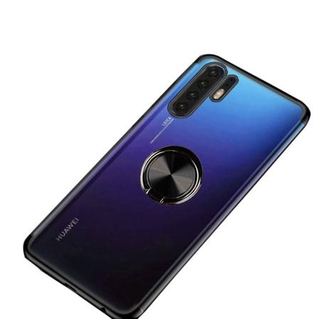 Stötdämpande Silikonskal med Ringhållare - Huawei P30 Pro Svart