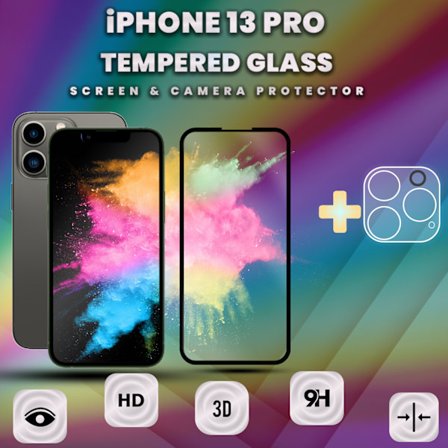 1-Pack iPhone 13 Pro - Skärmskydd & 1-Pack linsskydd - 9H Glas