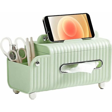 Papirholder med 2 opbevaringsrum, Papirhåndklædeholder, Mobiltelefonholder, Vævsopbevaring, til Køkken Badeværelse Bordplade