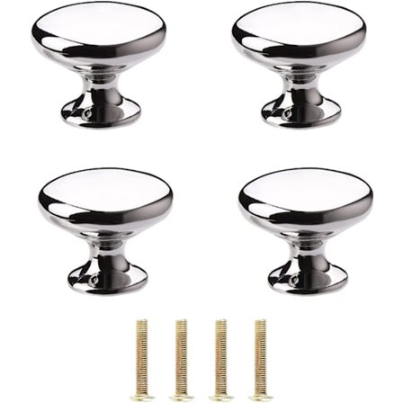 4X Poleret krom skab hardware runde svampe dørtræk