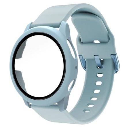 20 mm remfodral kompatibelt med Samsung Galaxy Watch 4/5/6 40 mm 44 mm armband, skyddande stötfångare, ljusblå Galaxy Watch 6 44 mm