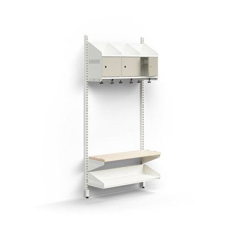 Garderobenschrank ENTRY, Grundmodul, wandhängend, 1800 x 900 x 300 mm, weiß/grau