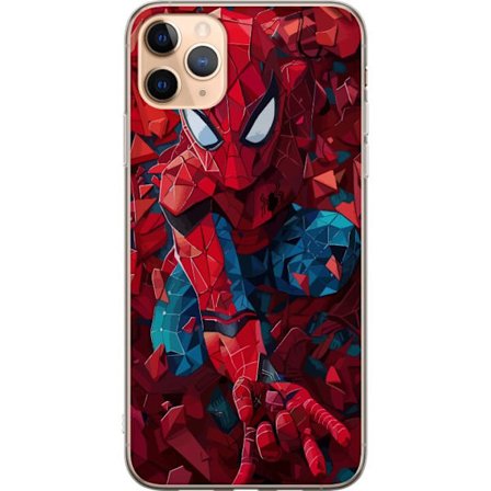 Kompatibelt Mobildeksel til Apple iPhone 11 Pro Max Spider Man superhelt plakater i polygonstil med rød og blå dynamisk actiondesign, perfekt for Marv