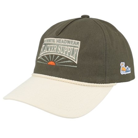 Slacker Supply - Green adjustable Czapka Z Daszkiem - Sunrise Batch Logo Rope Golfer Olive/Stone A-frame Adjustable @ Hatstore