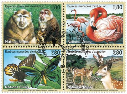 FN Geneve - Truede dyr 1998 - Stemplet sæt 4v