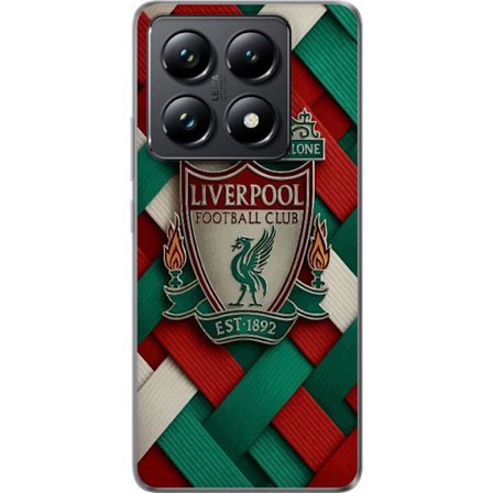 Yhteensopiva Puhelinkuori Xiaomi Xiaomi 14T Liverpool Football Clubin tunnus, jossa You'll Never Walk Alone voimakkaassa graafisessa suunnittelussa in