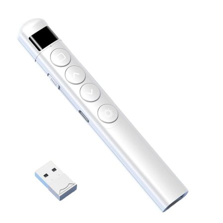 Trådløs Oppladbar USB Presenter Powerpoint Lysbildefremvisning Laser Presentasjonsfjernkontroll indikator hvit