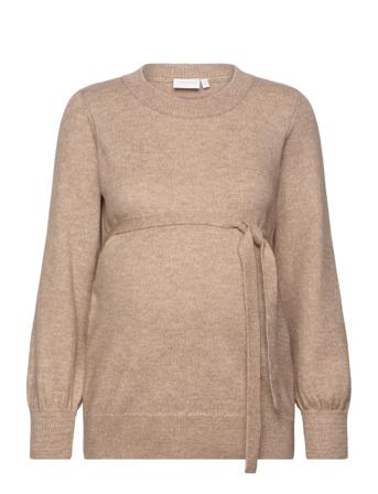 Mlnewanne L/S Knit Top A. Pullover Beige Mamalicious*Betinget Tilbud
