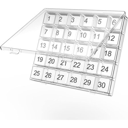 Månedlig Pilleorganiserer En Gang Dagligt - 30 Dages Pilleorganiseringsboks - Nem at Åbne - Store Rum - Bærbar Etui til Rejser