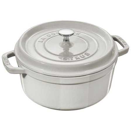 Rund Gryta i Gjutjärn - STAUB - 26 cm - Vit Tryffel - 5,25 l - Induktionskompatibel