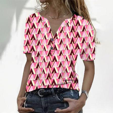 Kortärmad T-shirt För Kvinnor Med Geometriskt Print Toppar