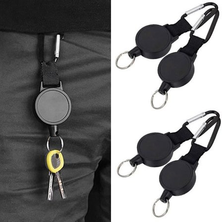 1/2/4-pakning Uttrekkbar Nøkkelholder med Stålklemme – Kraftig Nøkkelrull for Belte