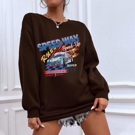 Kvinnor Bil Print T-shirt Bokstäver Printed Toppar