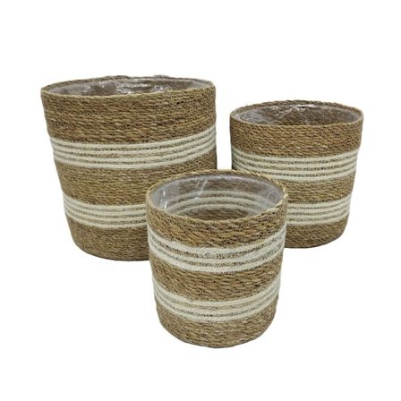 Kurvesæt i søgræsjute, 3 dele, 28x28x28 cm