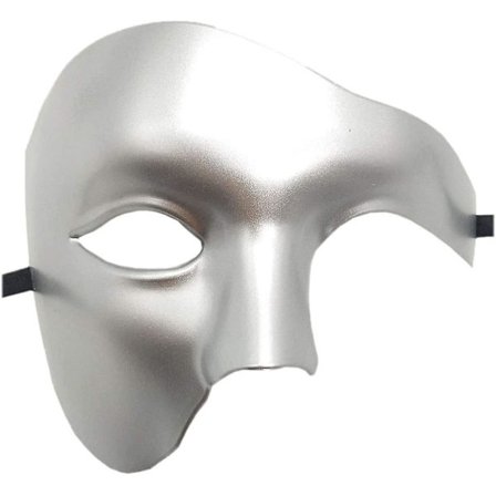 Masquerade Mask Vintage Phantom of the Opera Single Eye Half Face Costume, Sterling Silver