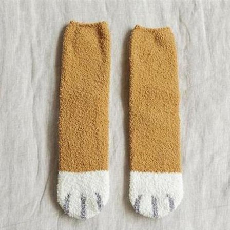 Muodikkaat naisten kissantassu raidalliset sukat paksut korallifleece tyttöjen yöunet sukat lattiasukat