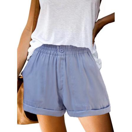 Spring Elastisk Enfärgad Knapp Dragkedja Plus Ficka Casual Sho