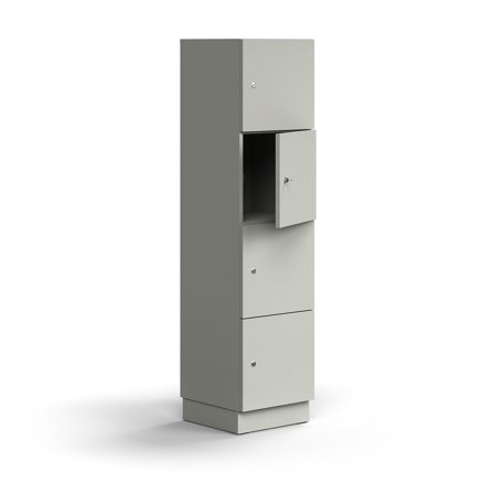 Schließfachschrank QBUS, 1641x400x420 mm, hellgrau