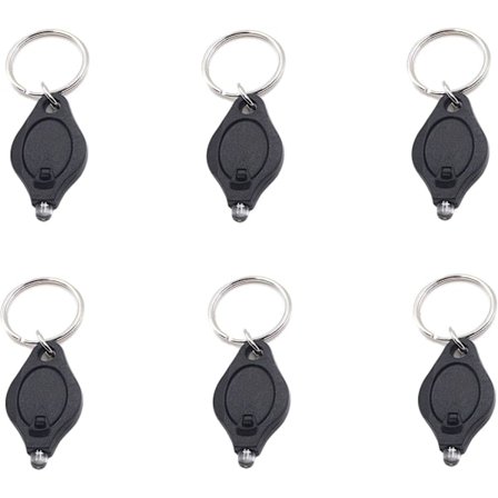 (6 kpl) Ultra Bright Mini LED -avaimenperävalaisin, Avaimenperän valaisin, Avaimenperän LED-valaisin, LED-avaimenperän valo - Valkoinen valo mustalla 