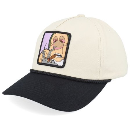 BOOM - Beige adjustable Keps - Little Man Smoke Patch Rope Stone/Black Golfer A-frame Adjustable @ Hatstore