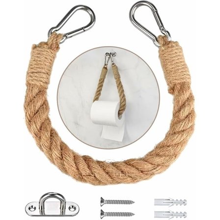 Hamppuköysi Pyyhepidike WC-paperiteline Köysi Ins Tyyli Vintage WC-rullateline Ruuveilla Retro Kylpyhuoneen Keittiön Sisustustarvike