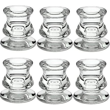 Klar Glass Lysestaker for Tapere, 6 Pakker, Søylelys, Bryllupsdato