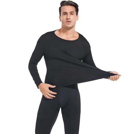 Termisk Underundertøj til Mænd Lange Bukser med Fleeceforet Sæt Sæt Koldt Vejr Vinter Top Bund Black with Fleece L