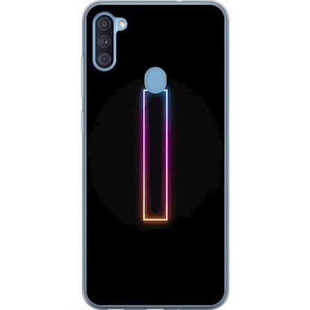 Kompatibel Mobilcover til Samsung Samsung Galaxy A11 Minimalistisk neonbogstav I i regnbuefarver mod mørk baggrund