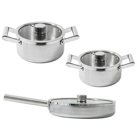 Vargen & Thor Glima Grytset, 3 stk. - Stål/krom | KitchenOne