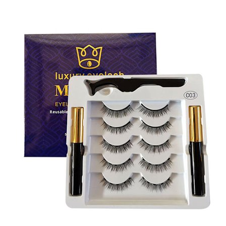 5 par magnetiske øjenvipper sæt genanvendelige realistiske stærkt hold lette falske vipper med pincet