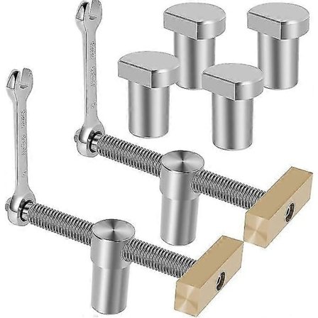 2 stk. benkklemmer 3/4 tommer, robuste trebearbeidingsklemmer, rustfritt stål, arbeidsbenk, CNC presisjonsmaskinering, benkklemme med 2 skralle-nøkler