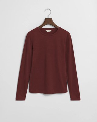 GANT - Lett bomull t-skjorte med lange ermer til dame plum wine