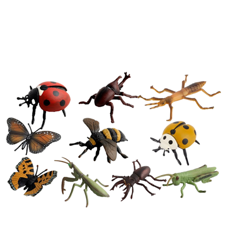 10 stk. Realistisk Insekt Figur Sæt, PVC Insekter Inklusive Mariehøne, Sommerfugl, Myre, Bi, Græshoppe og Mere, Pædagogiske Insekt Modeller til Børn, 