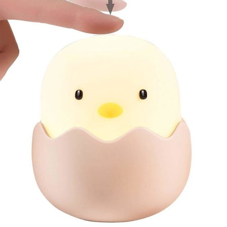 Cute Creative Egg Shell Night Light, Rechargeable Egg Shell Chick Shape Lamp for Girl Lady Kid Baby