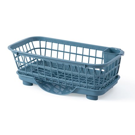 Blåt plastik opvaskestativ med aftagelig bund og hurtigt dræn til redskaber og spisepinde